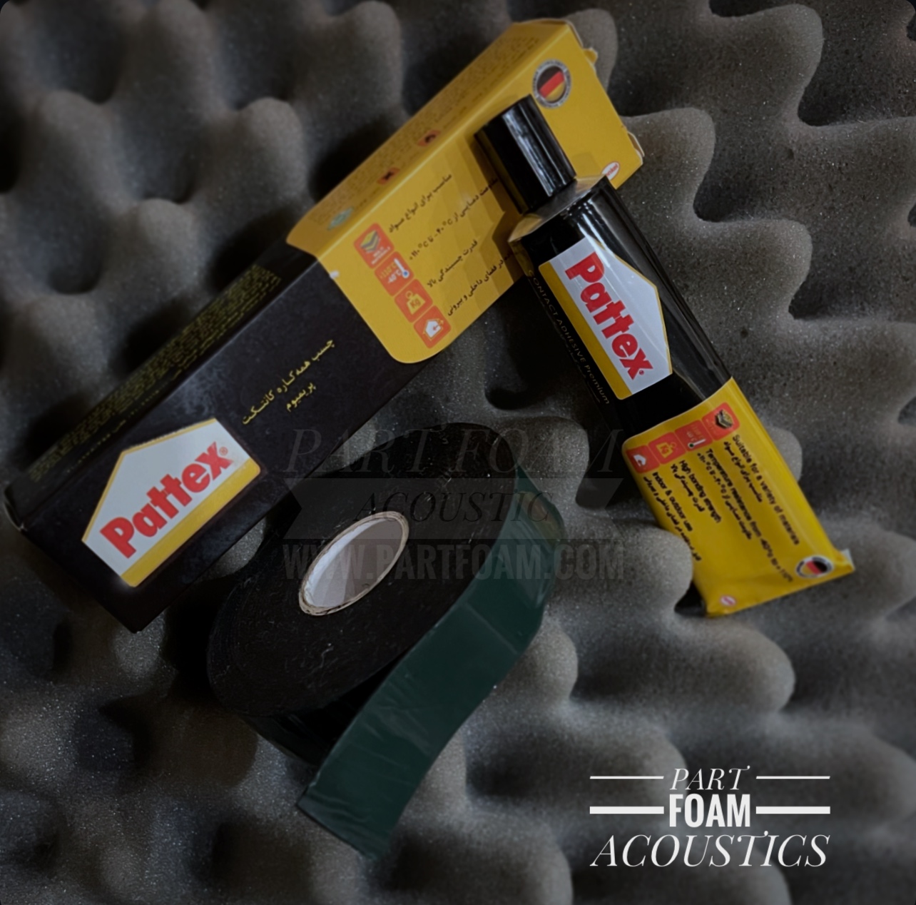 چسباندن پنل آکوستیک با چسب دو طرفه ، چسب موقت فوم آکوستیک ، فوم آکوستیک پشت چسبدار